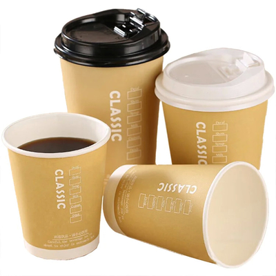 Bicchierini Caffe 8oz/12oz/14oz/16oz/22oz tasse en papier à usage unique Kraft tasses en papier à double paroi pour les boissons chaudes